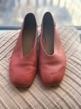 Camper Leather Ballet Flats | Terracotta | size 40 | minimalist, square toe